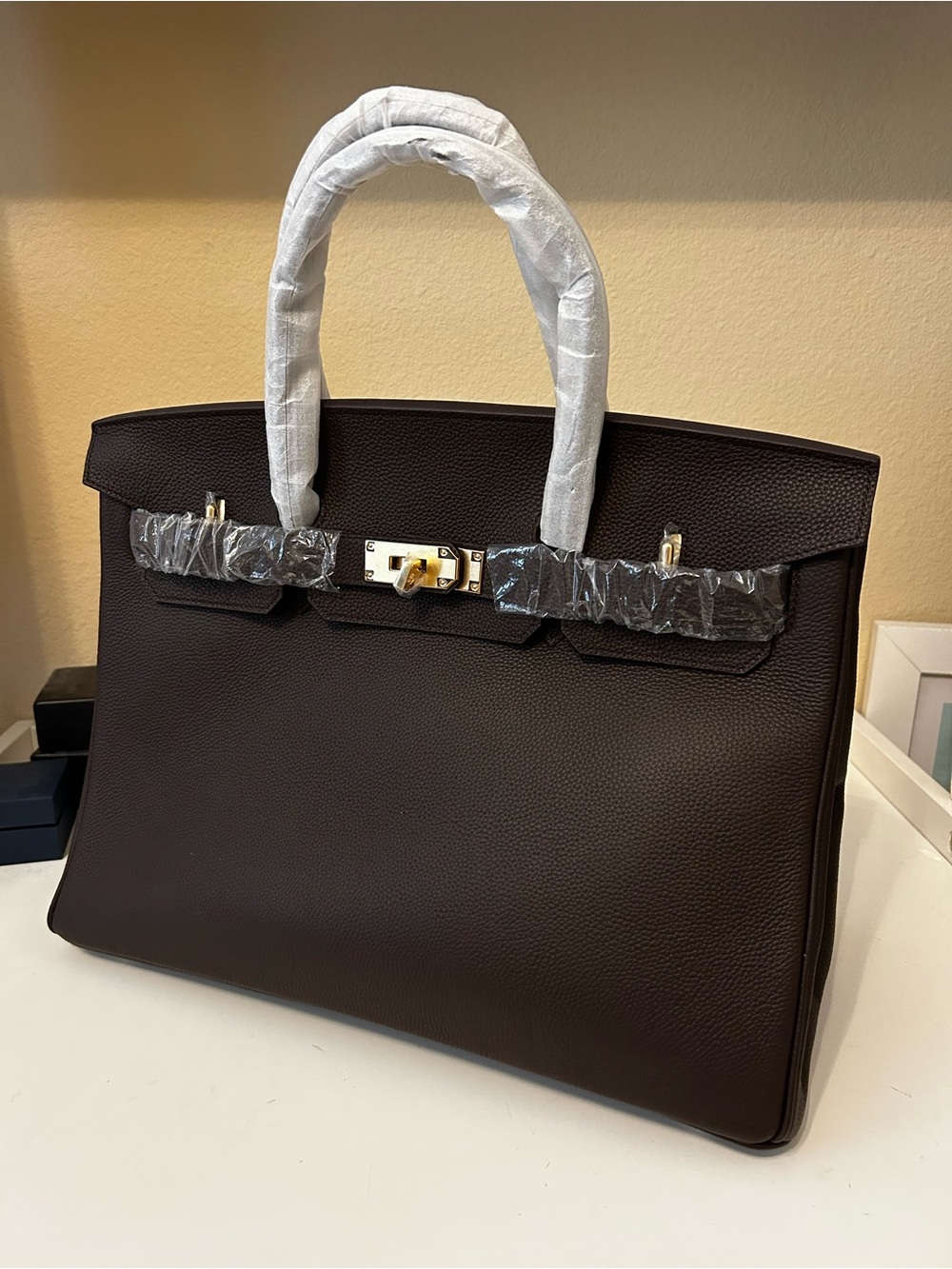 40cm XXL Ebene Top Handle Leather Satchel